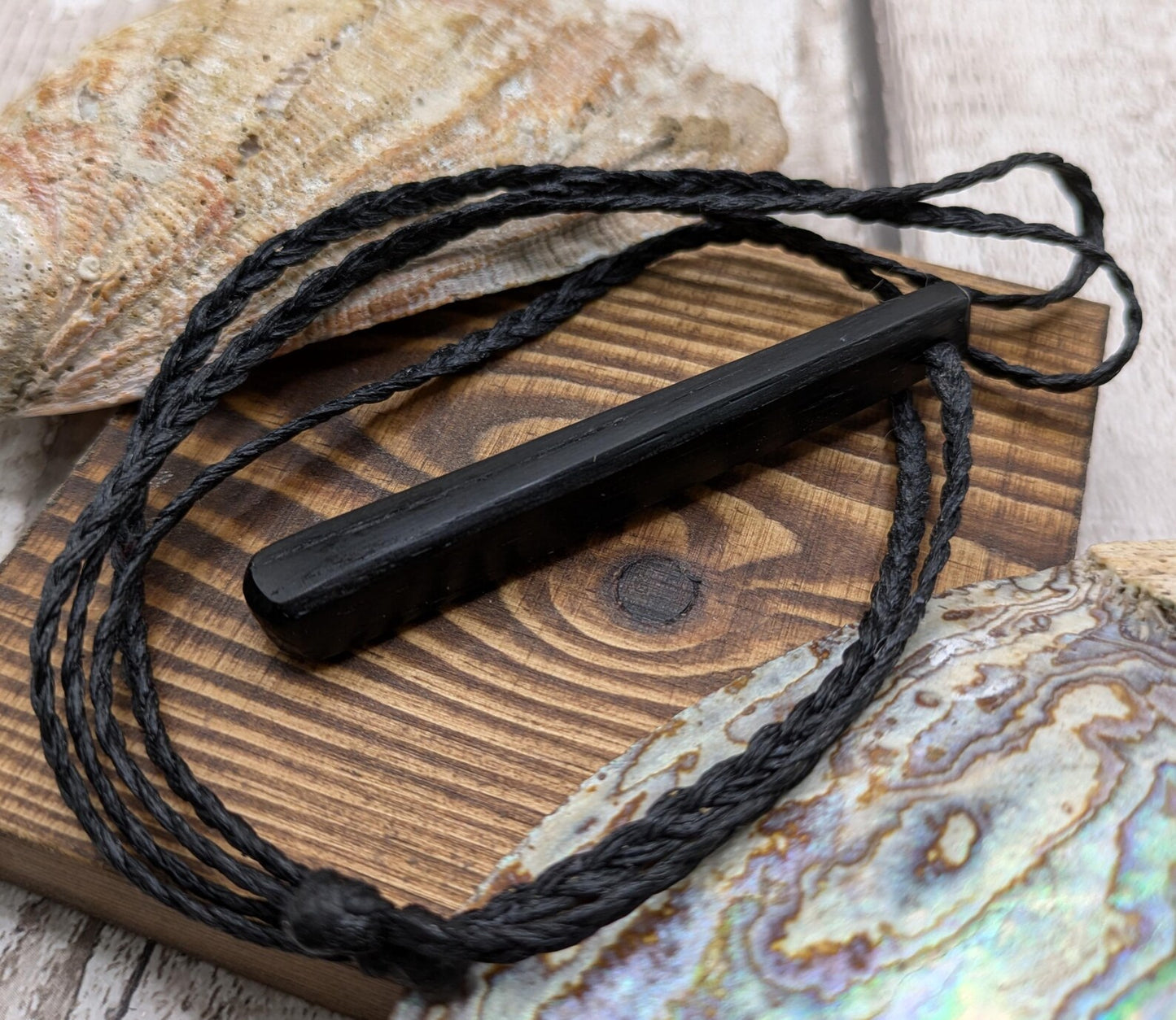 Fenland bog oak roimata drop pendant.