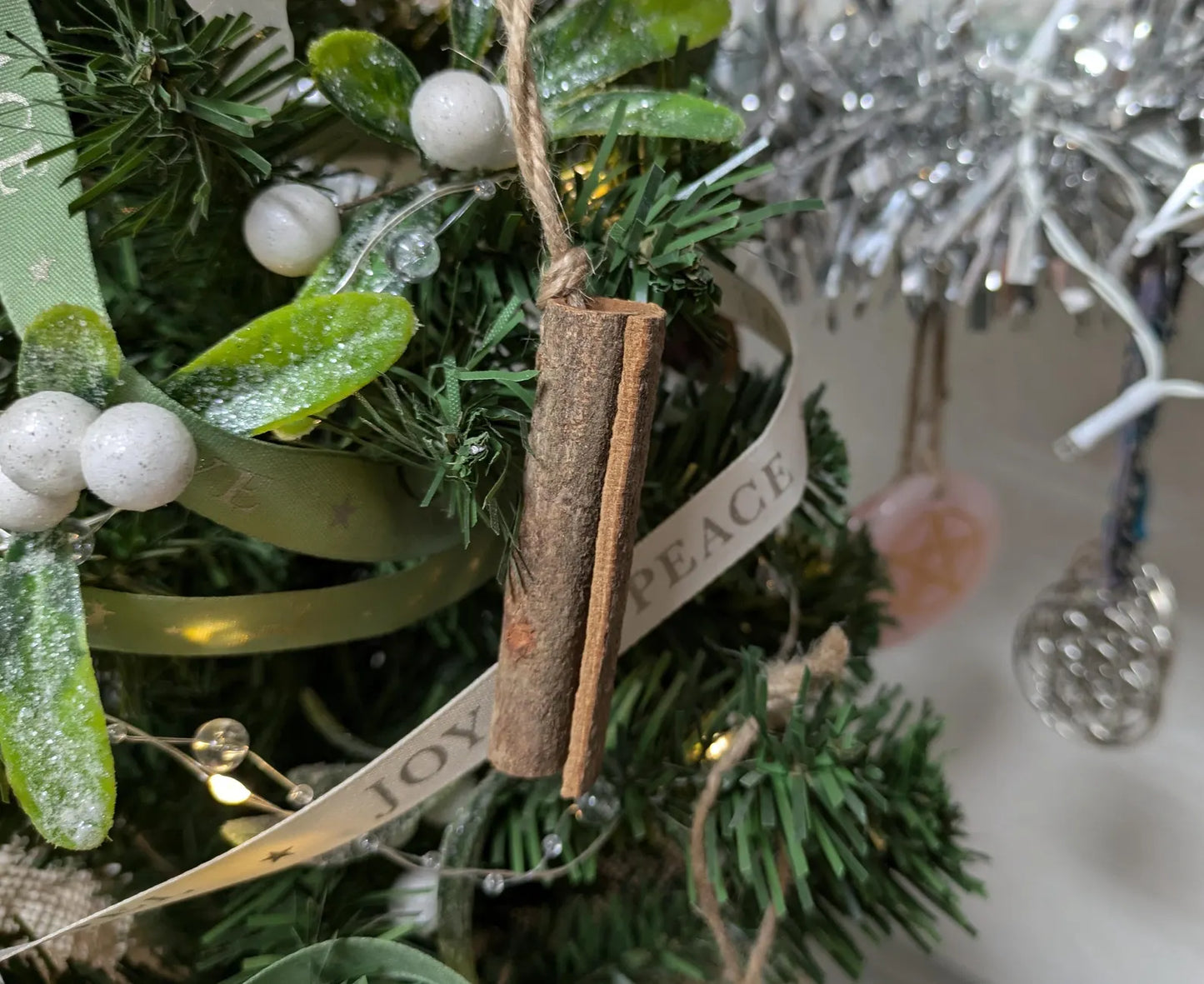 Cinnamon rolled hanging decoration.