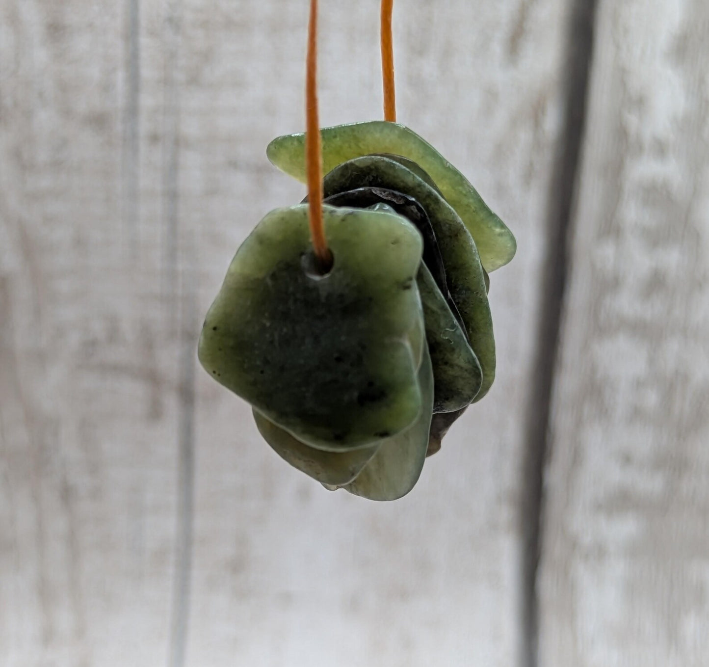 10 Pounamu greenstone jade top drilled beads.