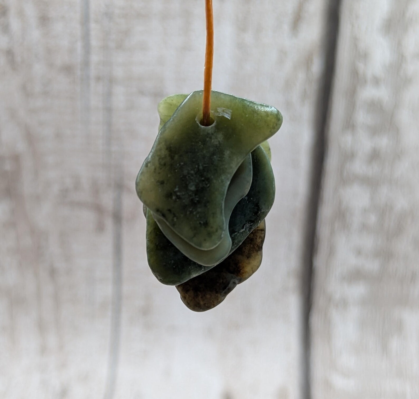 10 Pounamu greenstone jade top drilled beads.