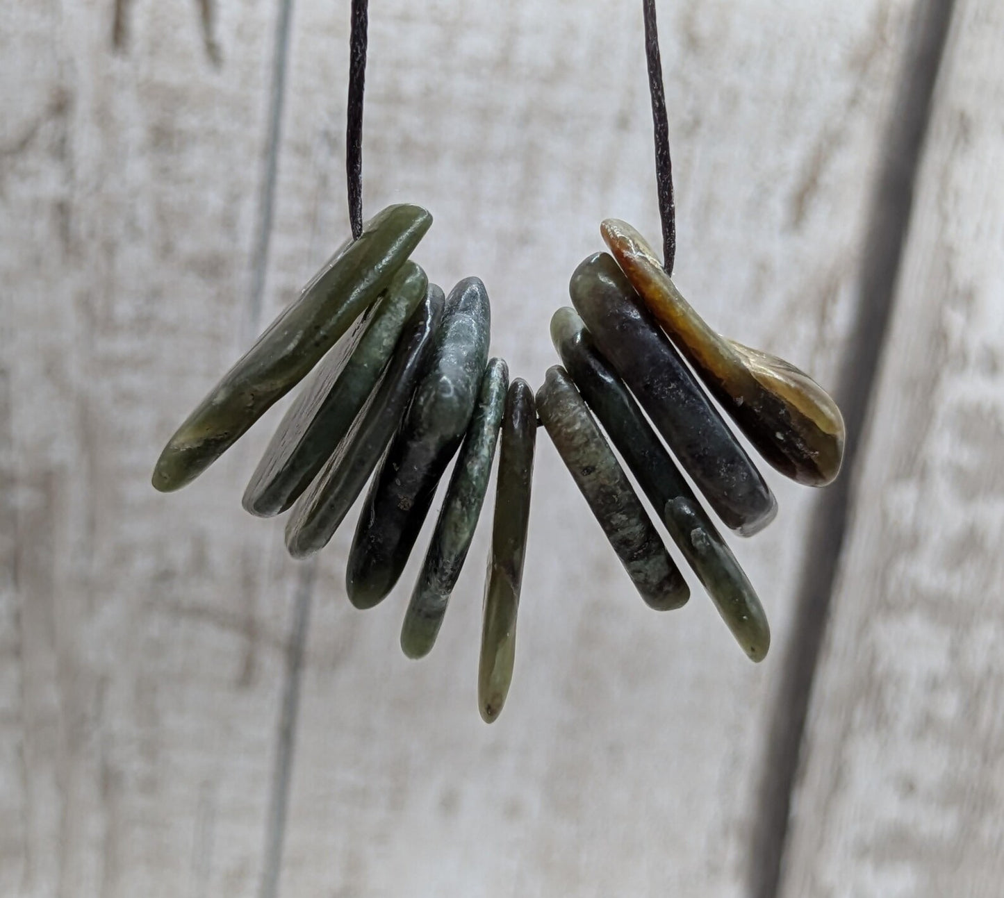 10 Pounamu greenstone jade beads.