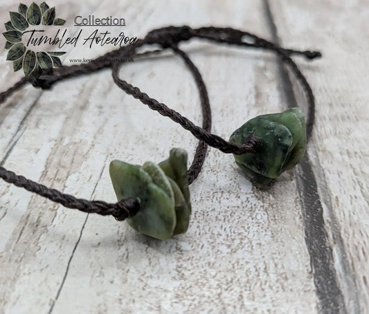 Stacked Pounamu greenstone jade adjustable bracelet.