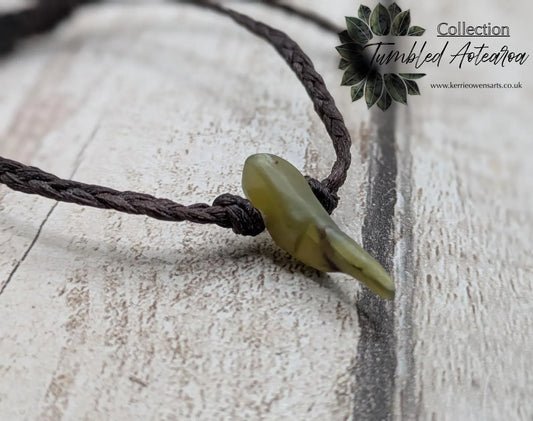 Tumbled New Zealand jade Pounamu greenstone Adjustable bracelet.