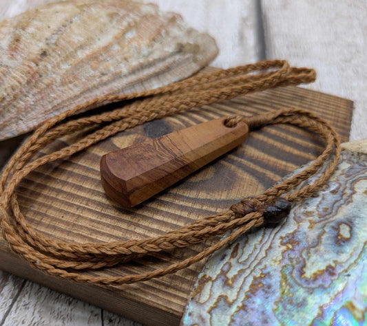 NZ Rimu wood roimata teardrop pendant.