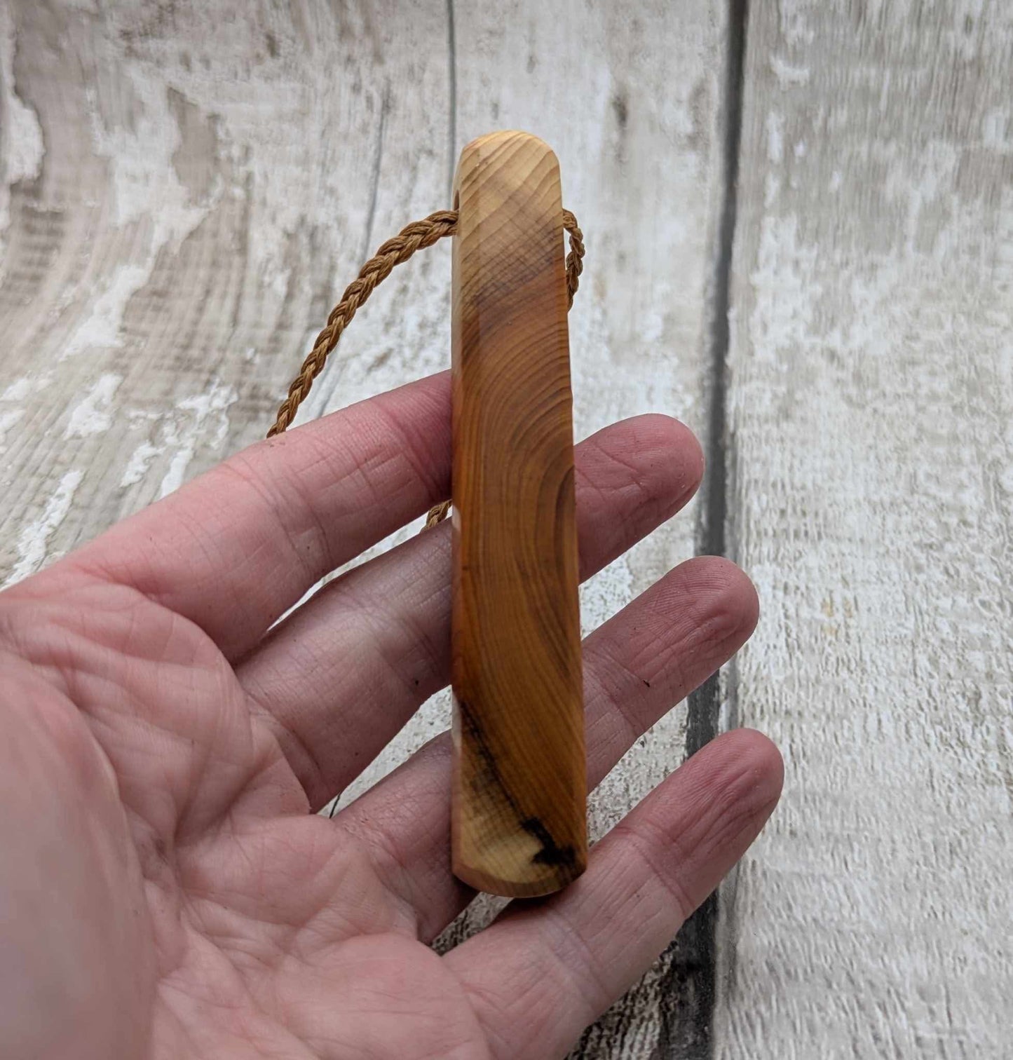 Yew wood roimata pendant.