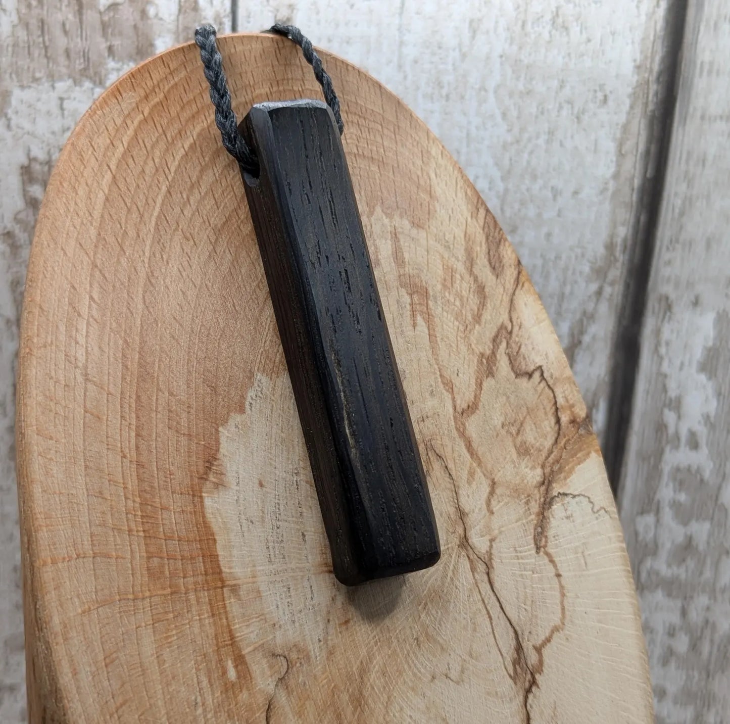 fenland bog oak rectangular pendant - Ancient British Wood, Necklace, Nature Jewellery.
