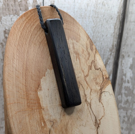 fenland bog oak rectangular pendant - Ancient British Wood, Necklace, Nature Jewellery.