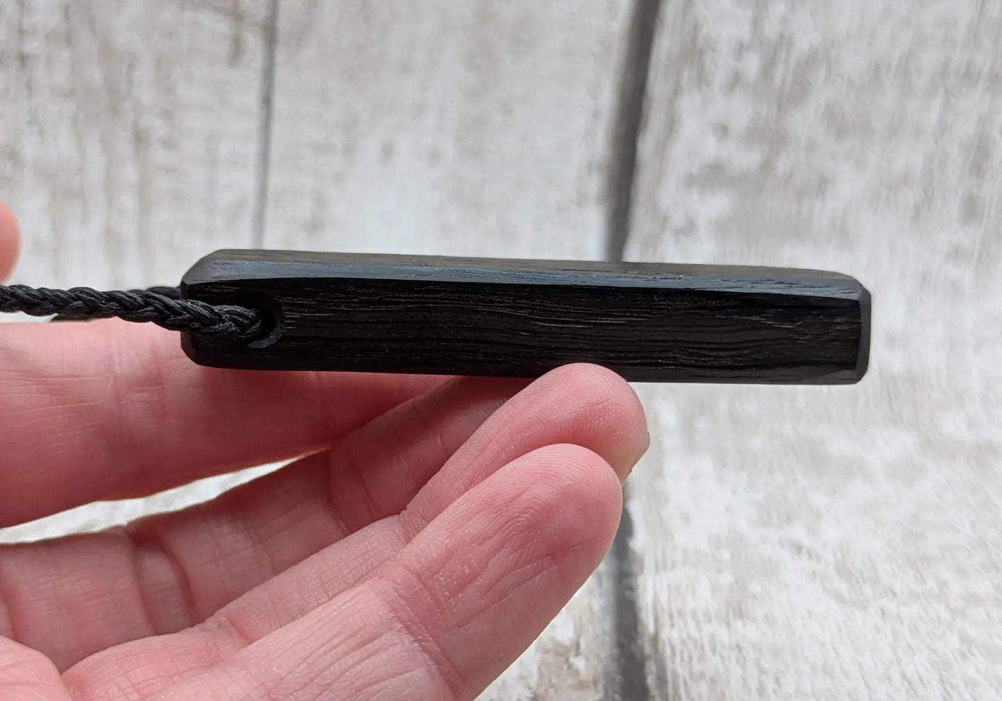 fenland bog oak rectangular pendant - Ancient British Wood, Necklace, Nature Jewellery.