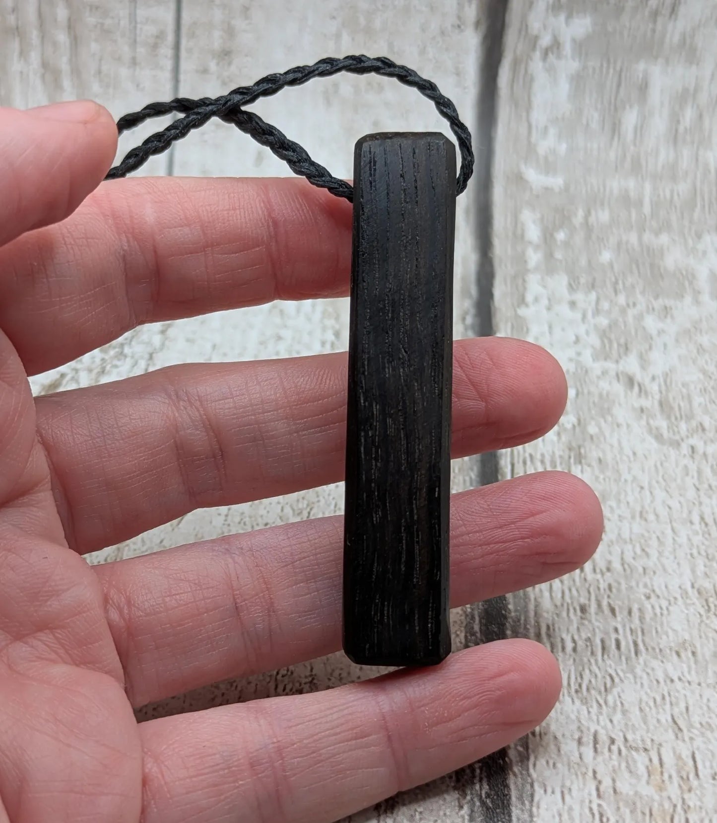 fenland bog oak rectangular pendant - Ancient British Wood, Necklace, Nature Jewellery.