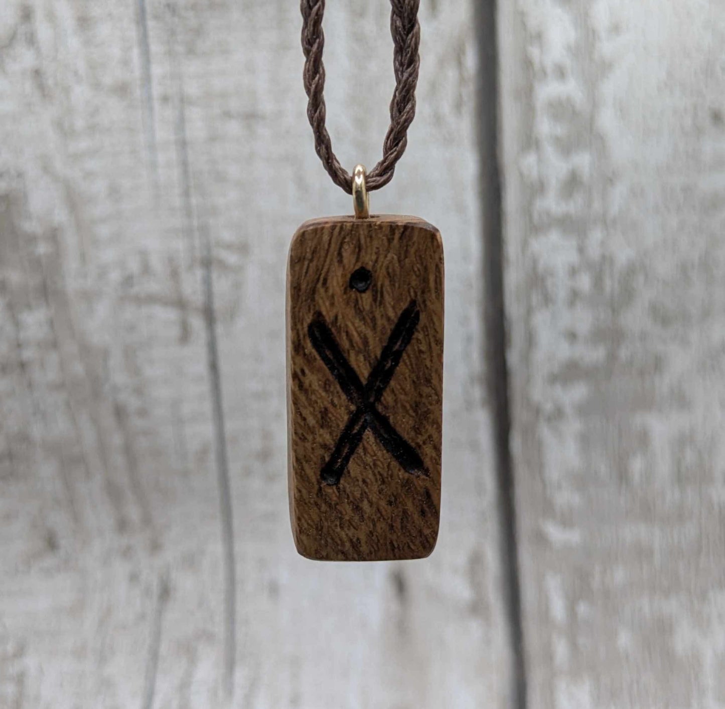 Olive wood Gebo rune pendant.