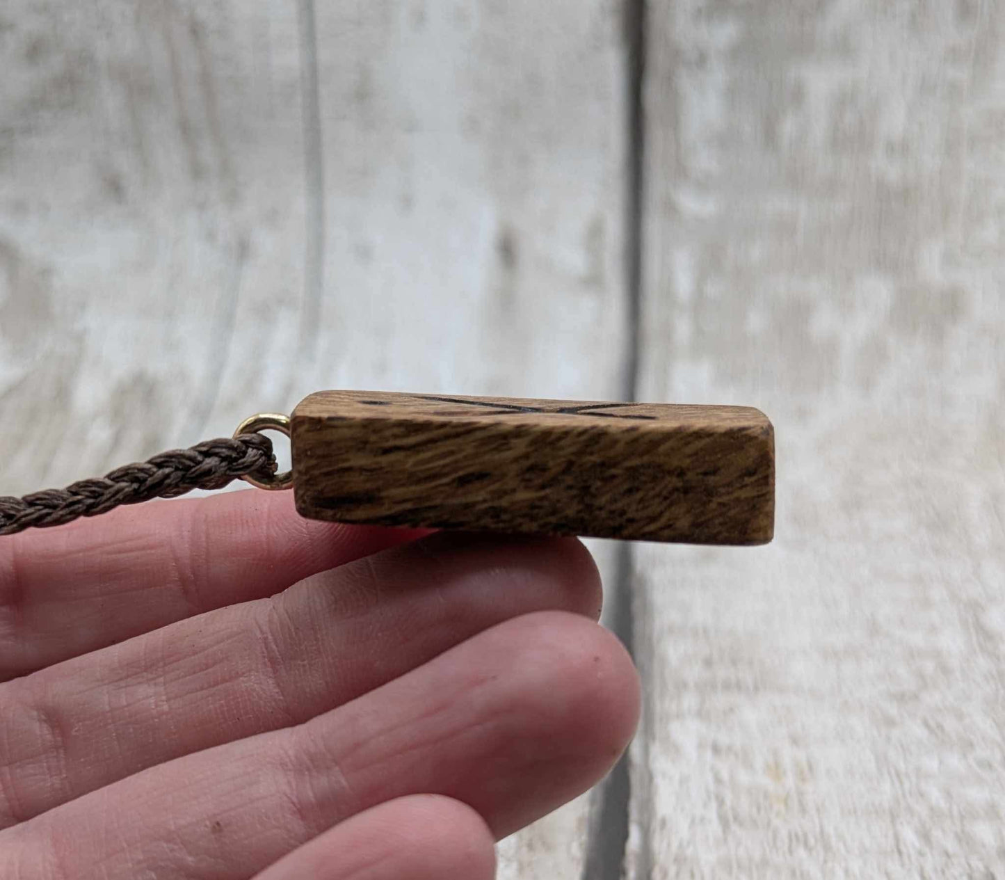 Olive wood Gebo rune pendant.