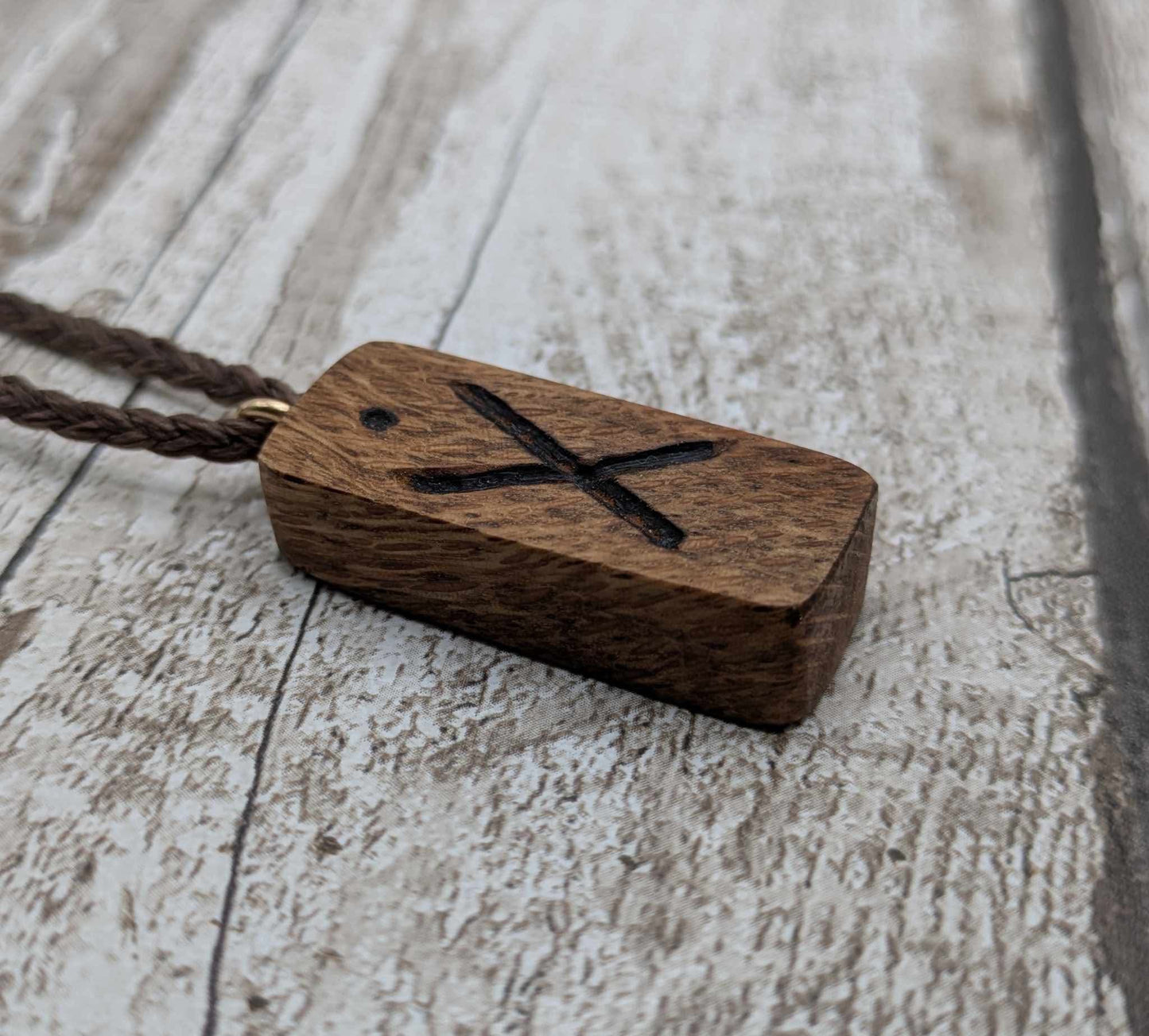 Olive wood Gebo rune pendant.