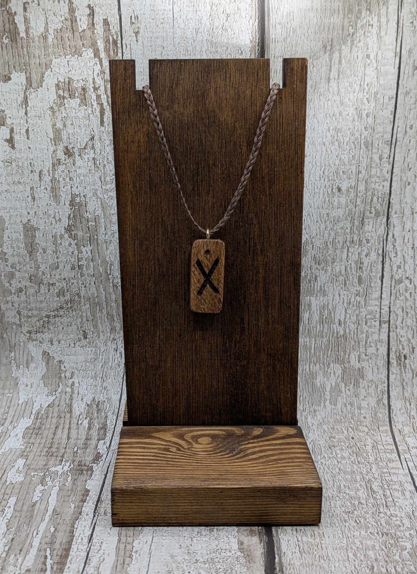 Olive wood Gebo rune pendant.