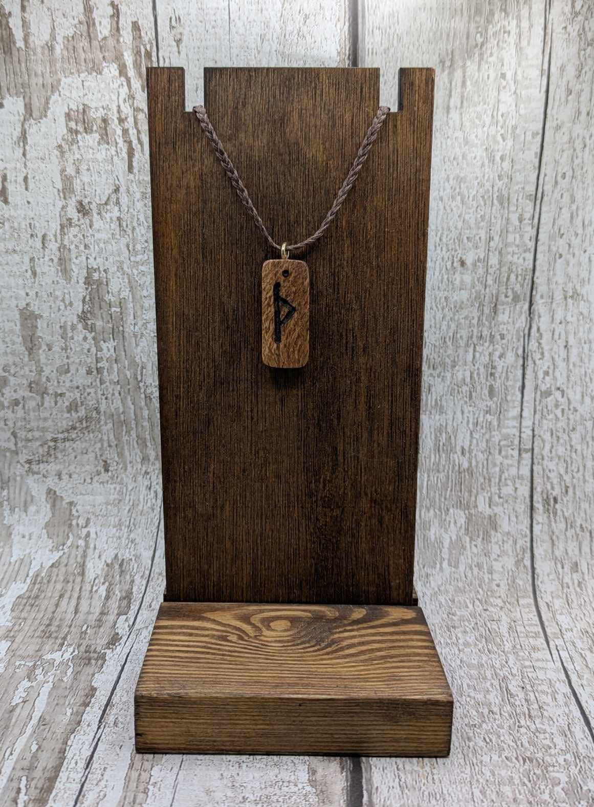 Olive wood thurisaz rune pendant.