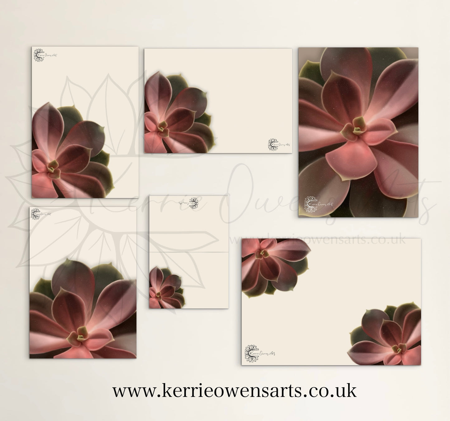 Red ombre succulent wedding/party stationary pack, digital download.