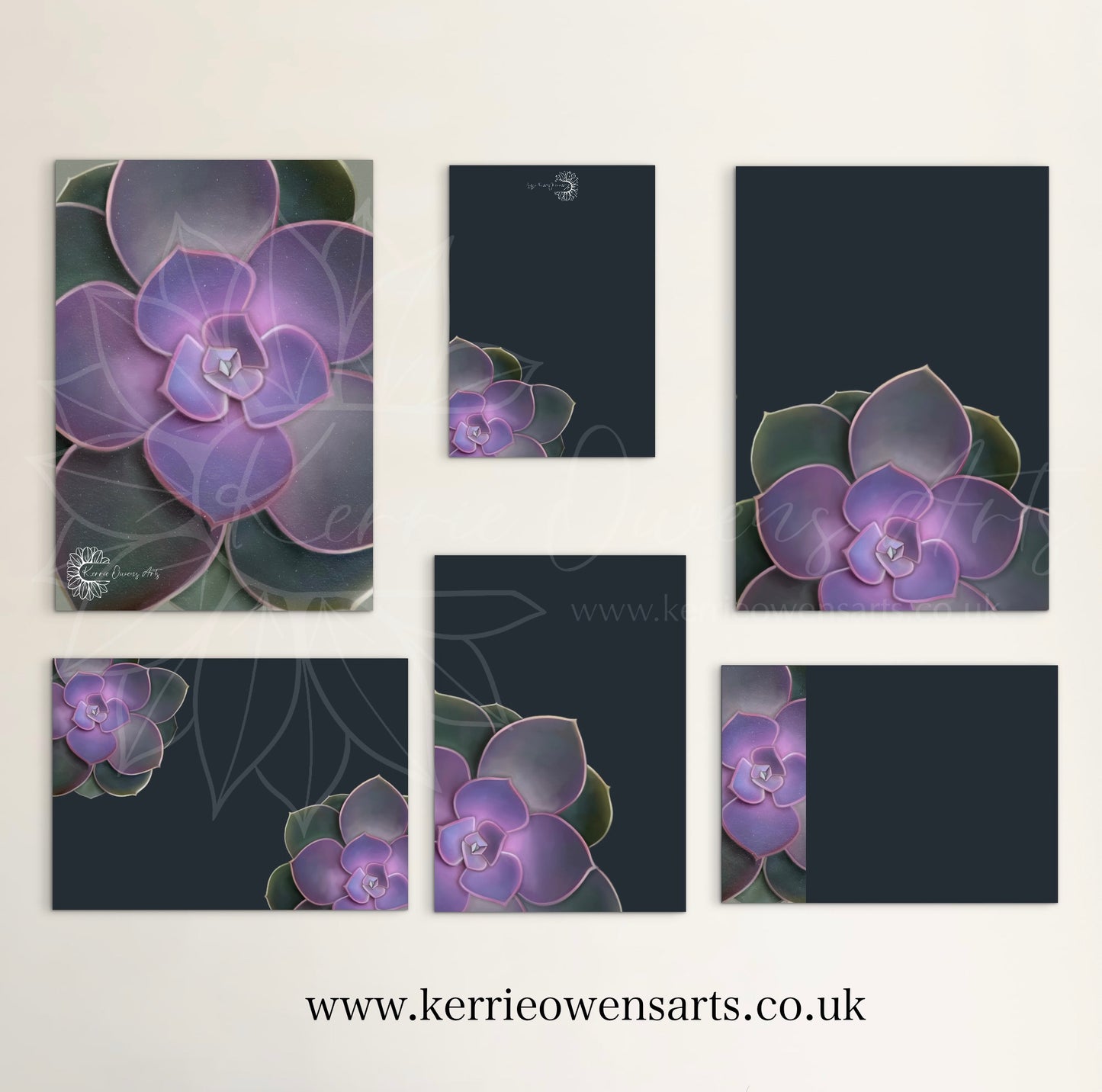 Purple to green succulent wedding/party stationary pack, digital download.