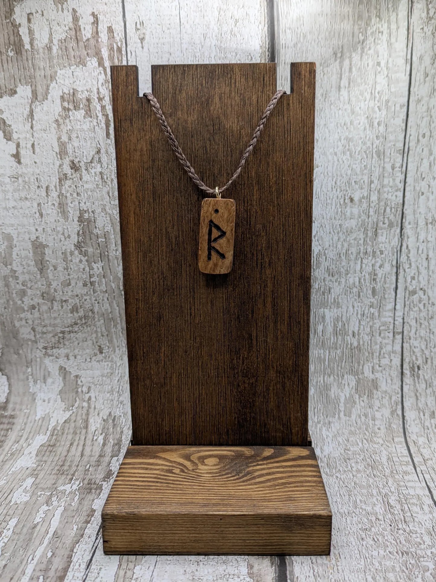 Olive wood raido rune pendant