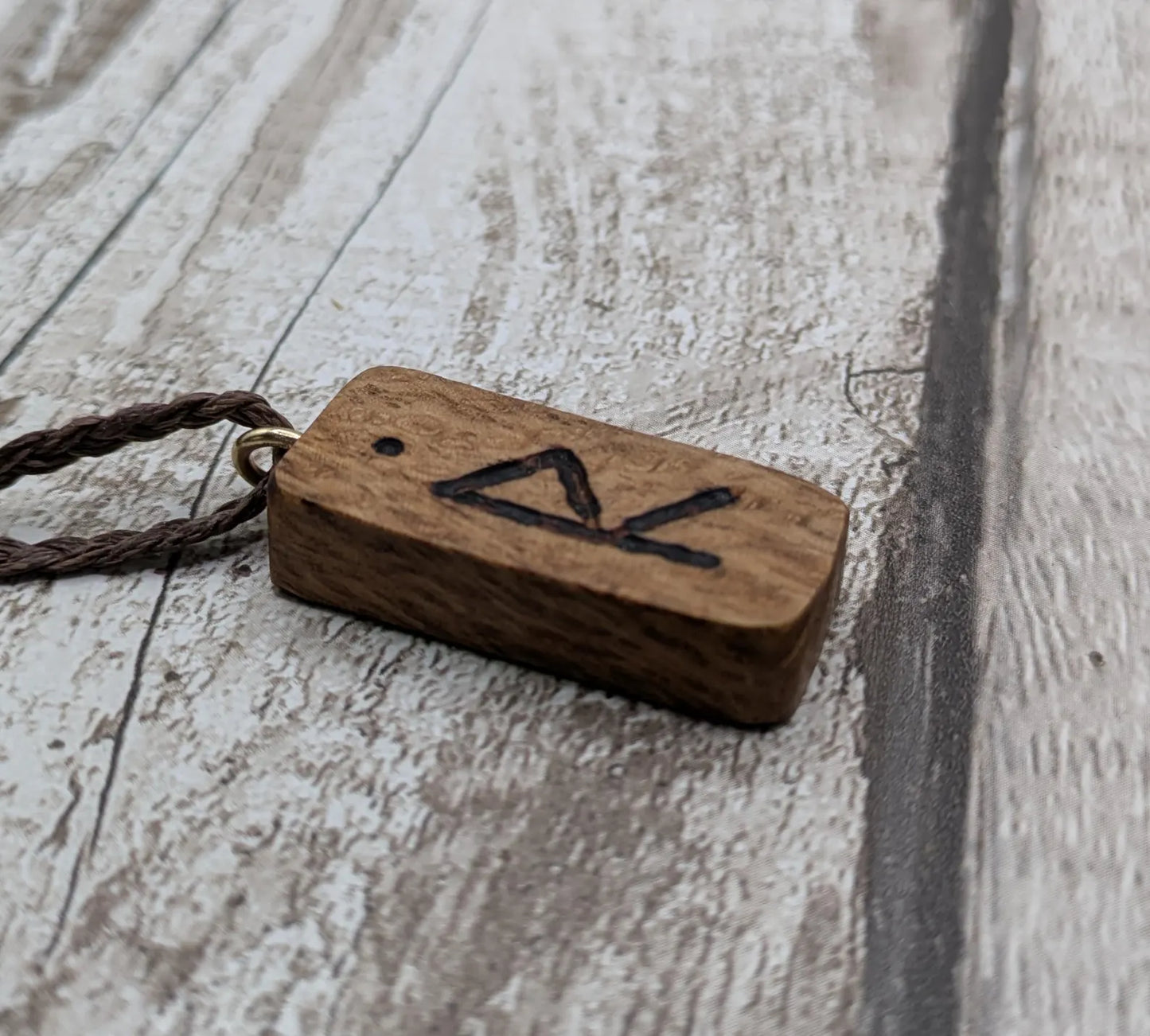Olive wood raido rune pendant