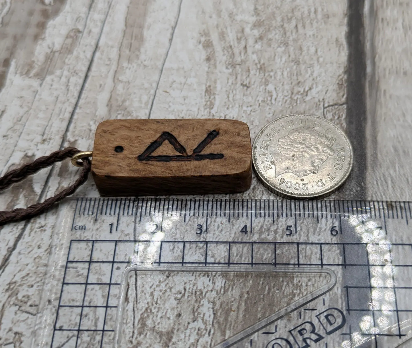 Olive wood raido rune pendant