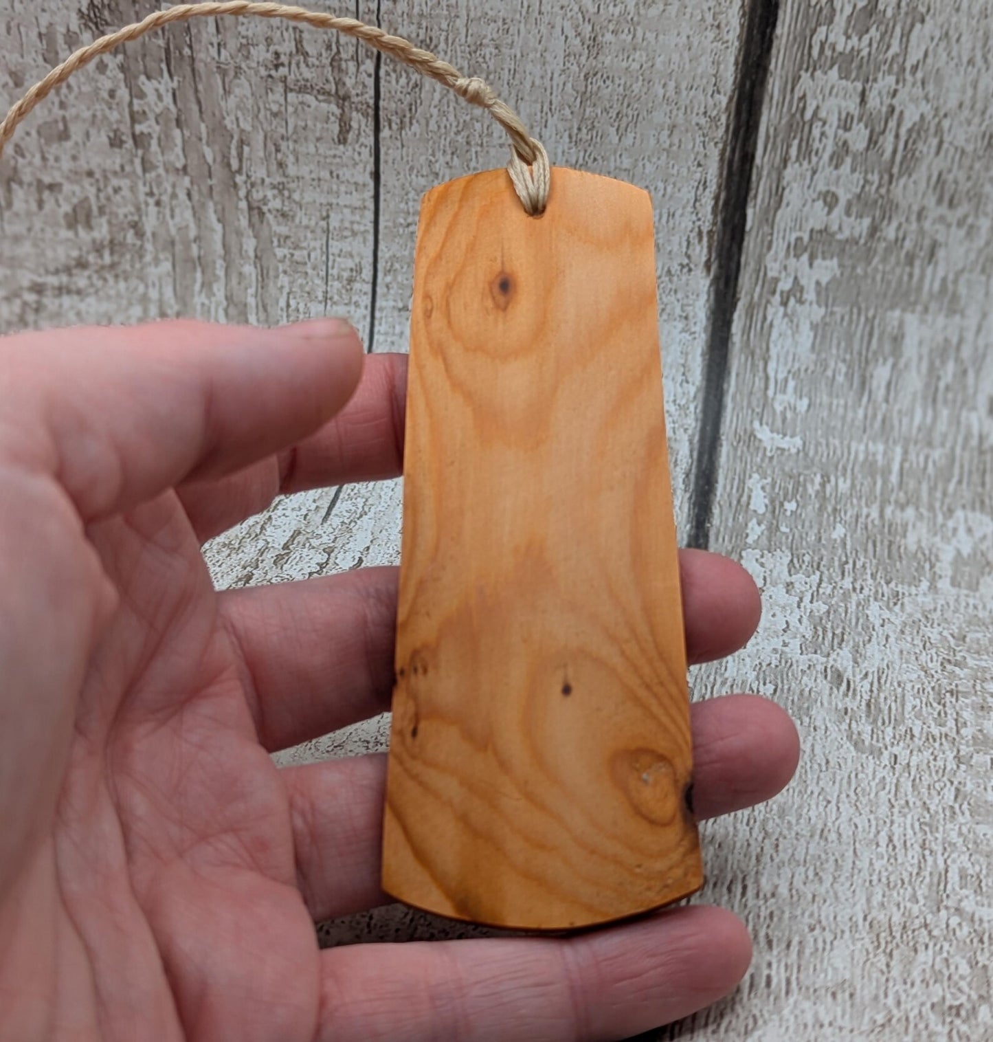 Yew wood handmade bookmark with ammonite laser print image.