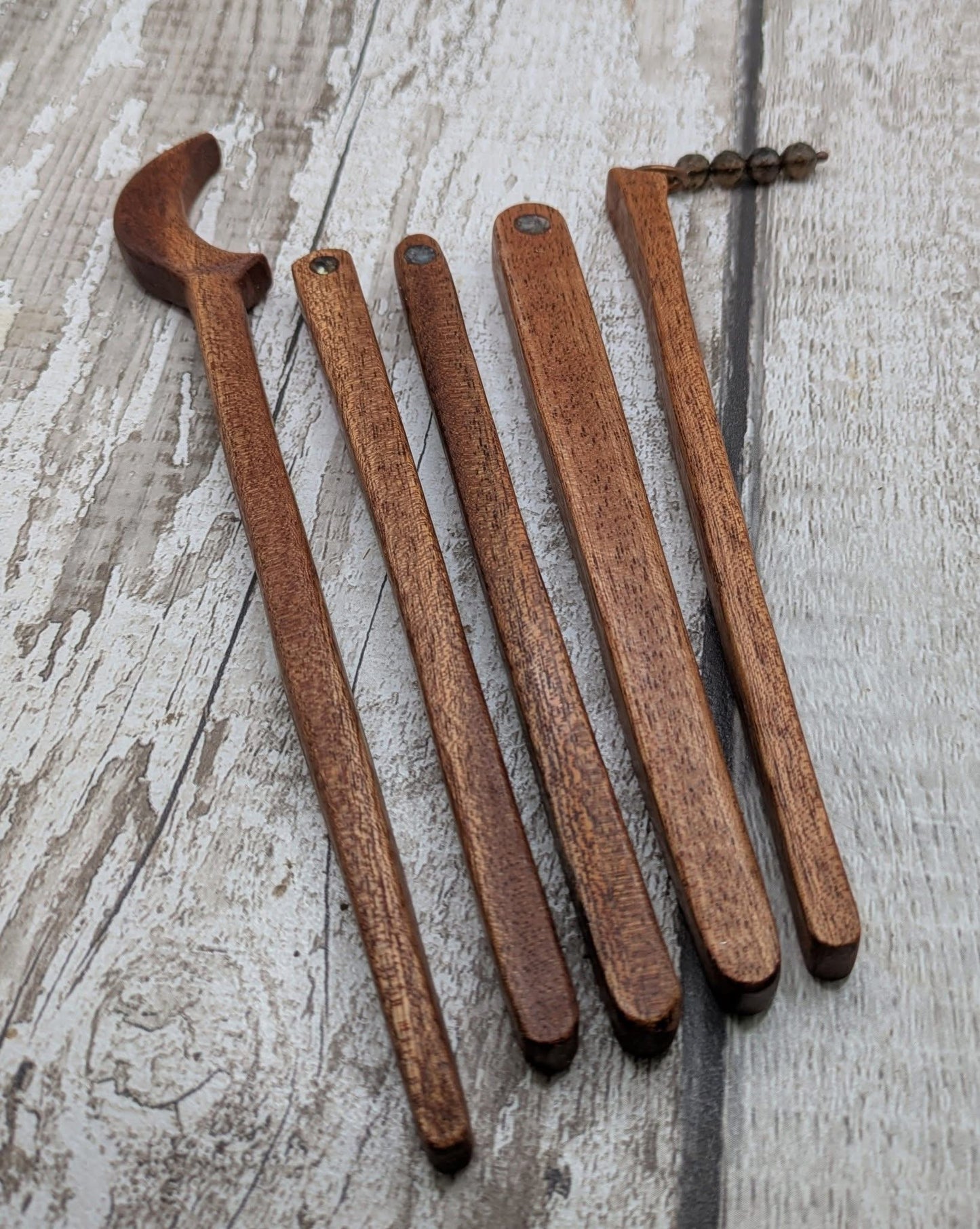 Sepele mahogany leaf hair stick.