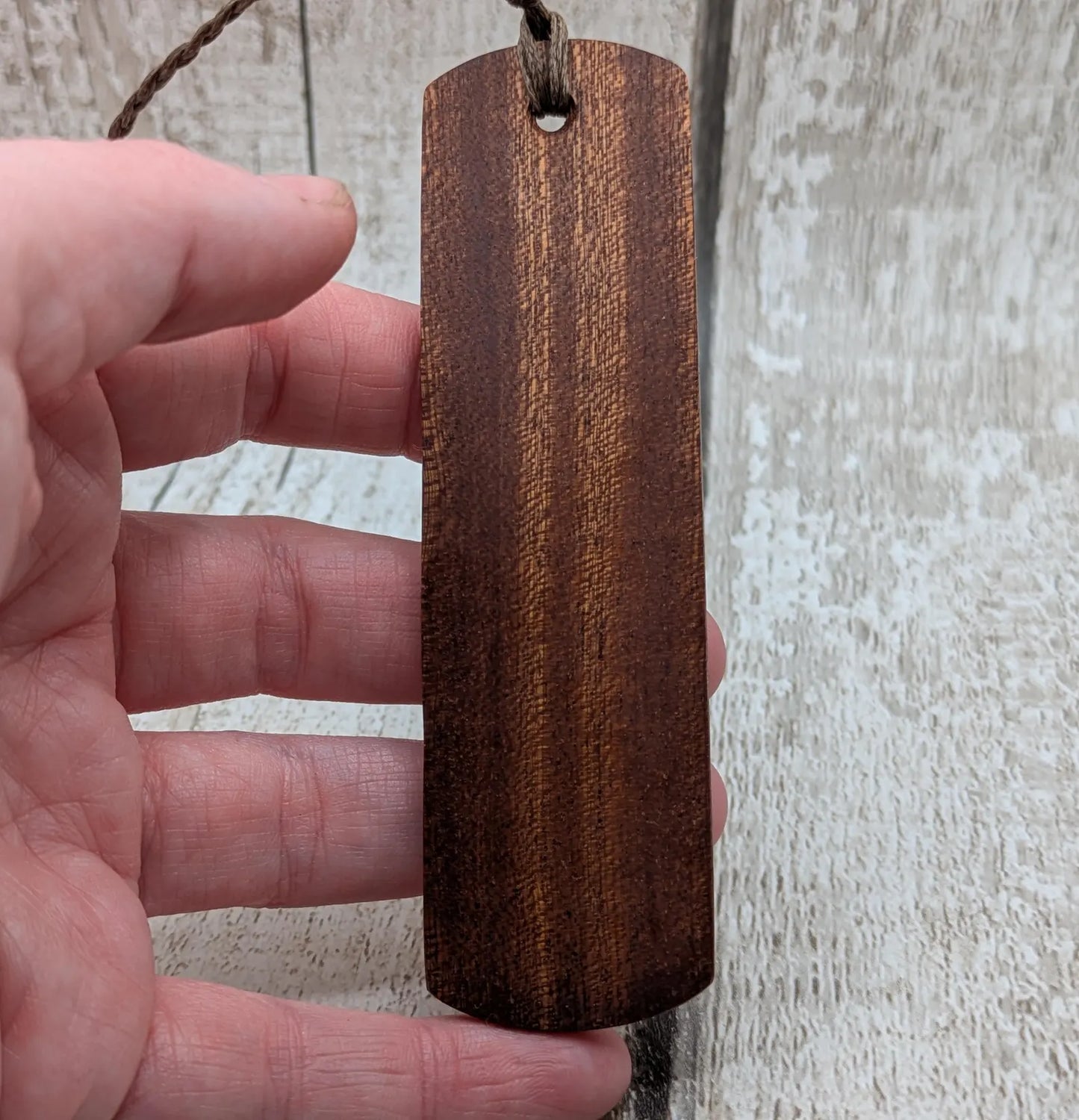 Walnut wood hand made bookmark with breathe laser printed mantra.
