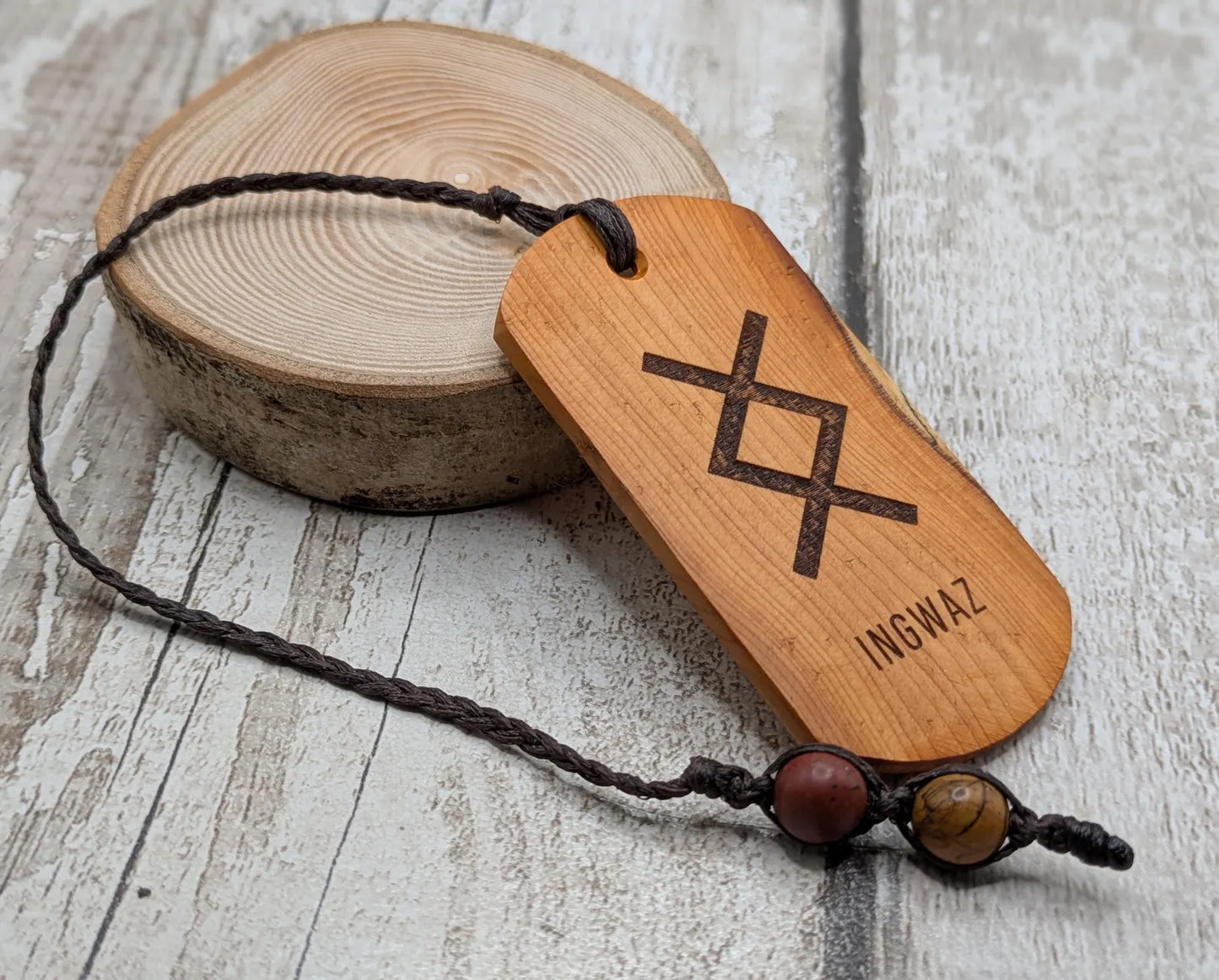 Inhwaz Norse rune laser printed on yew wood hand made bookmark.