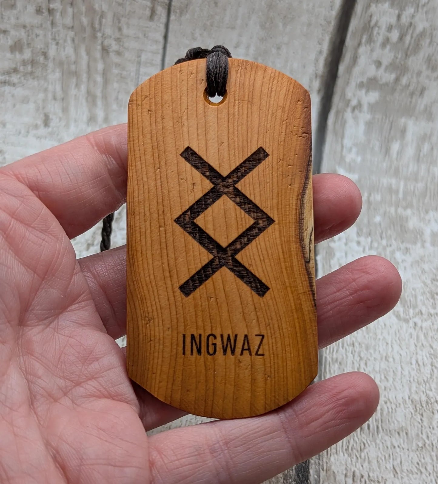 Inhwaz Norse rune laser printed on yew wood hand made bookmark.