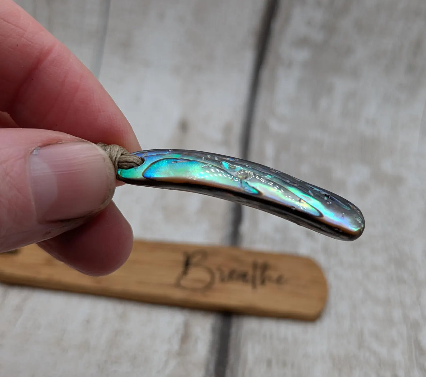 Breathe wood carved and laser printed bookmark.