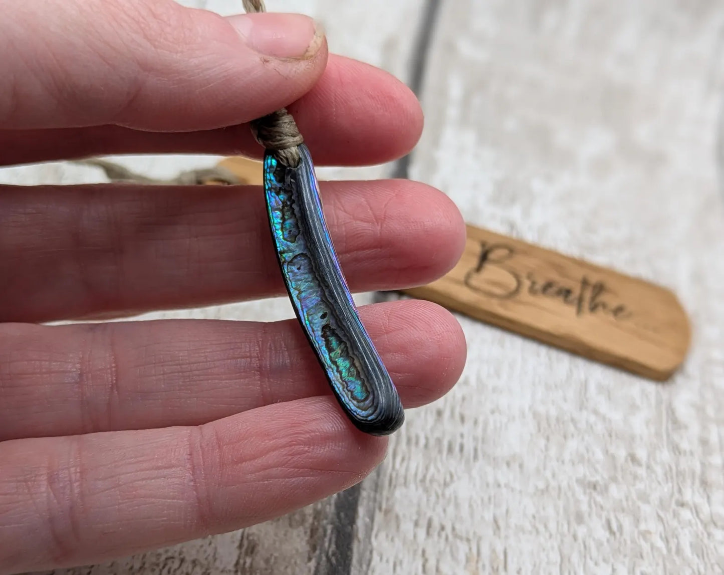 Breathe wood carved and laser printed bookmark.