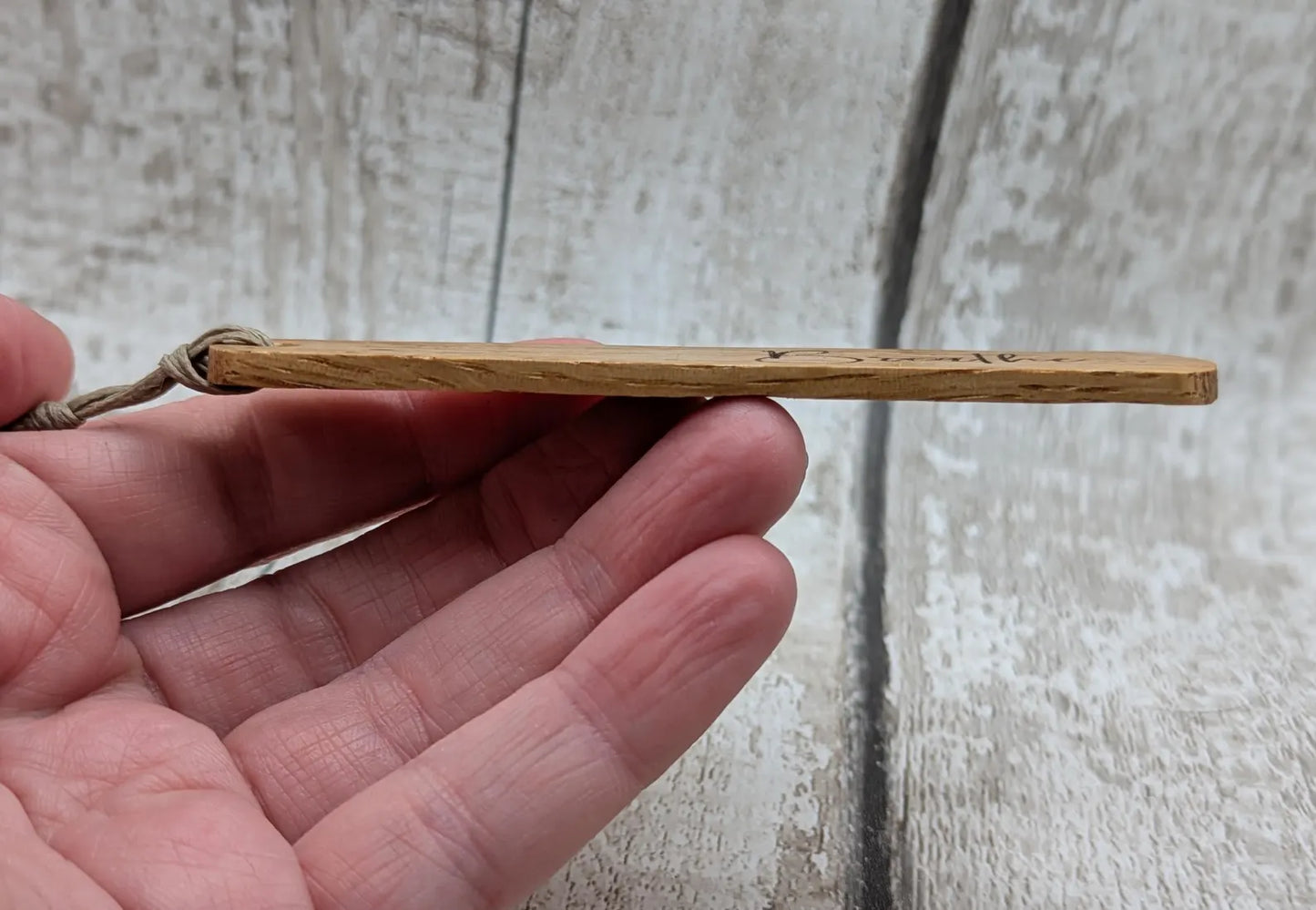 Breathe wood carved and laser printed bookmark.