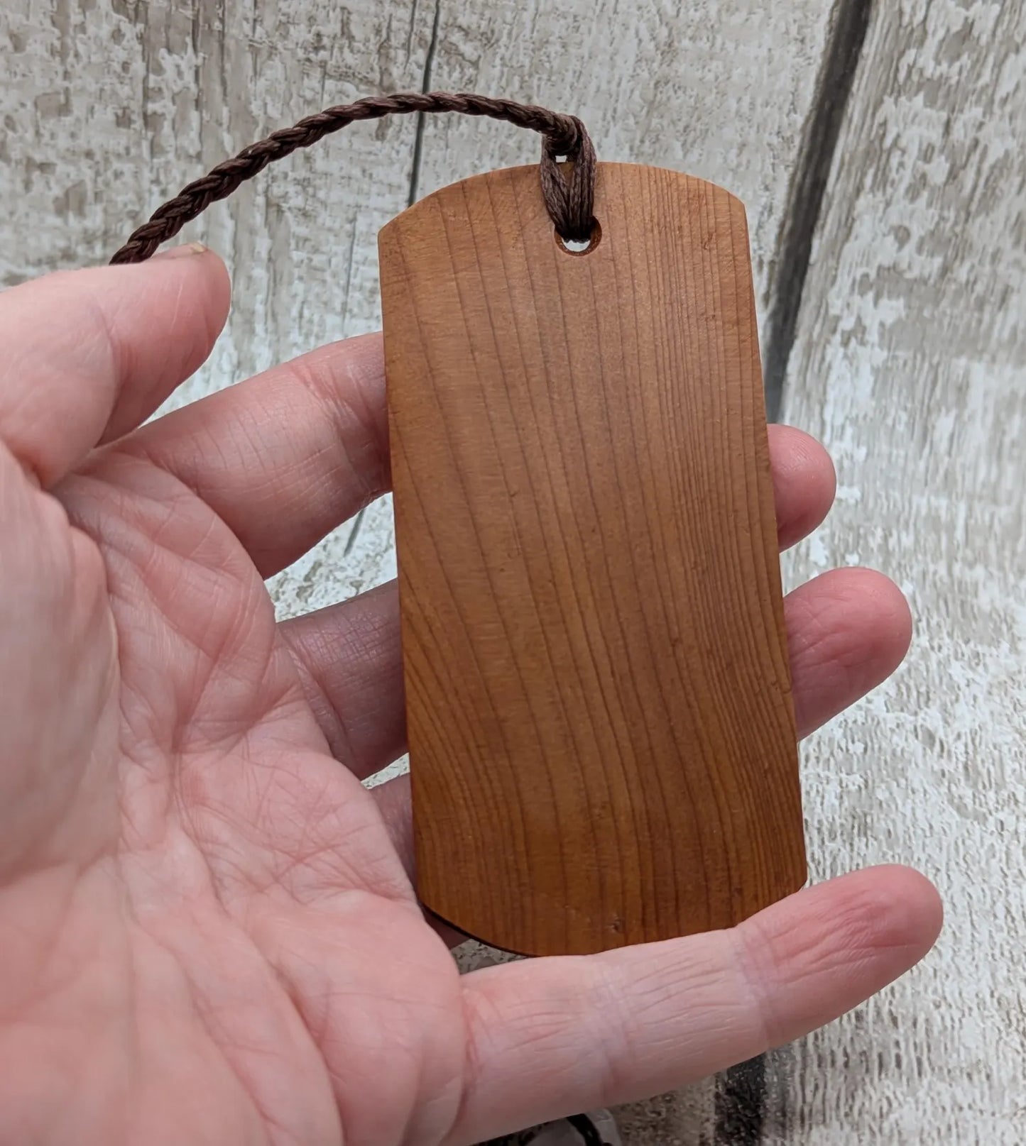 Yew wood hand made bookmark with geometric laser print