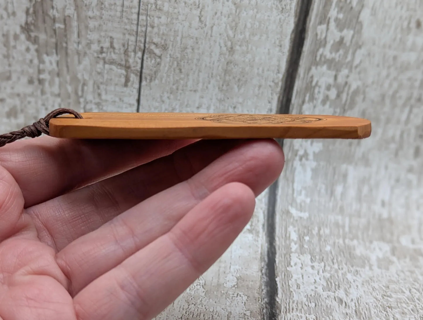 Yew wood hand made bookmark with geometric laser print