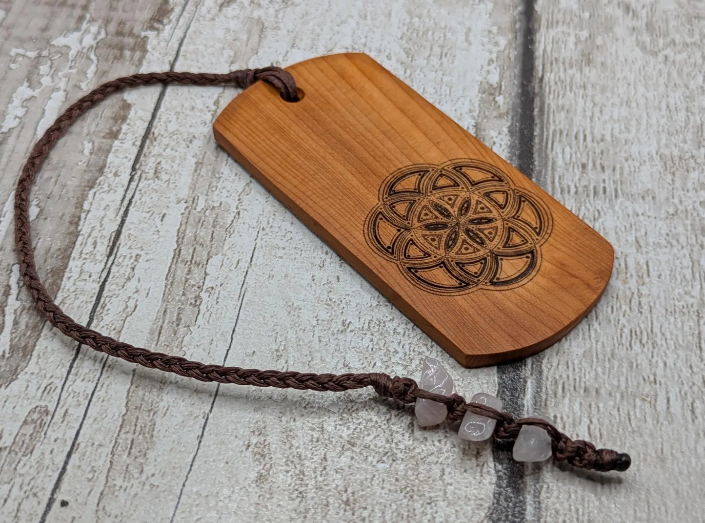 Yew wood hand made bookmark with geometric laser print
