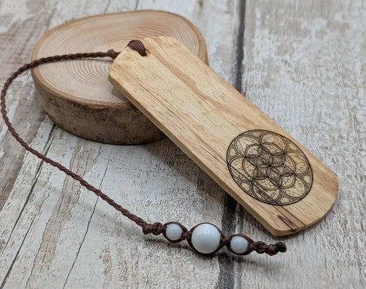 Spalted beech handmade bookmark with geometric laser print