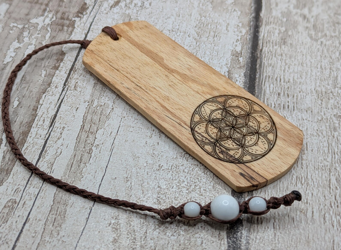 Spalted beech handmade bookmark with geometric laser print