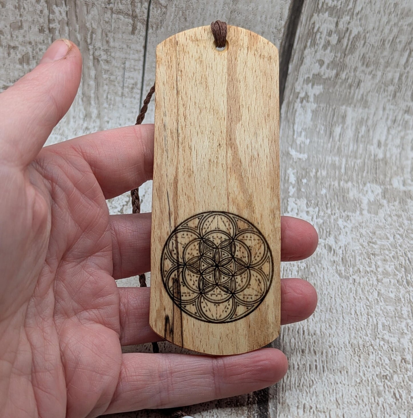Spalted beech handmade bookmark with geometric laser print