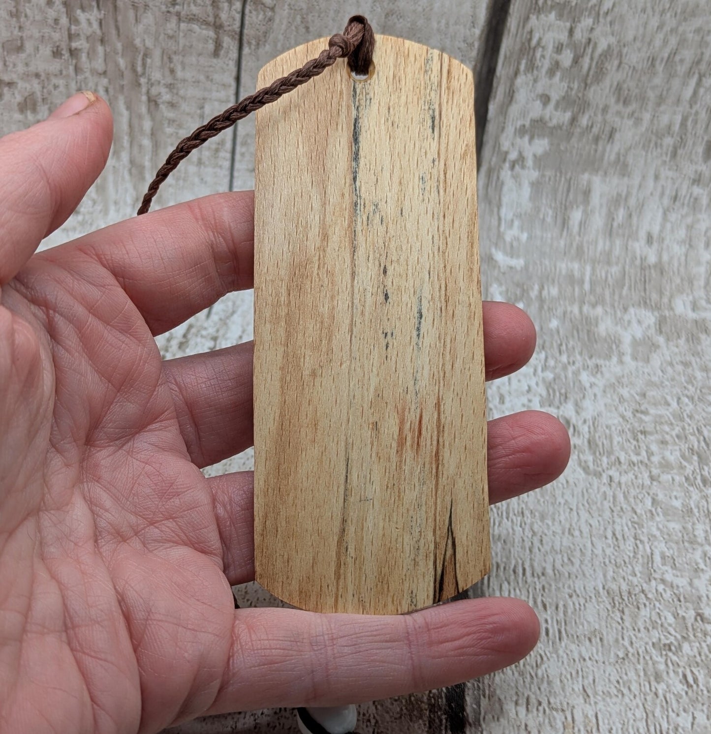 Spalted beech handmade bookmark with geometric laser print