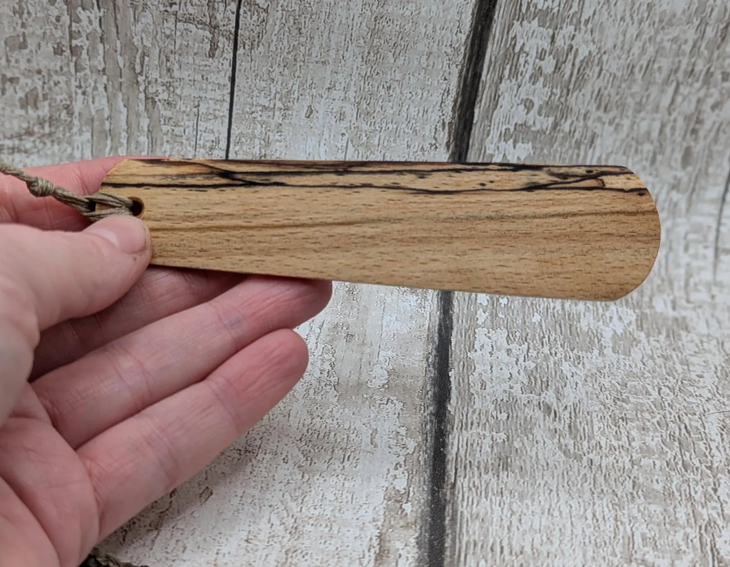 Spalted beech wood handmade fehu rune bookmark.