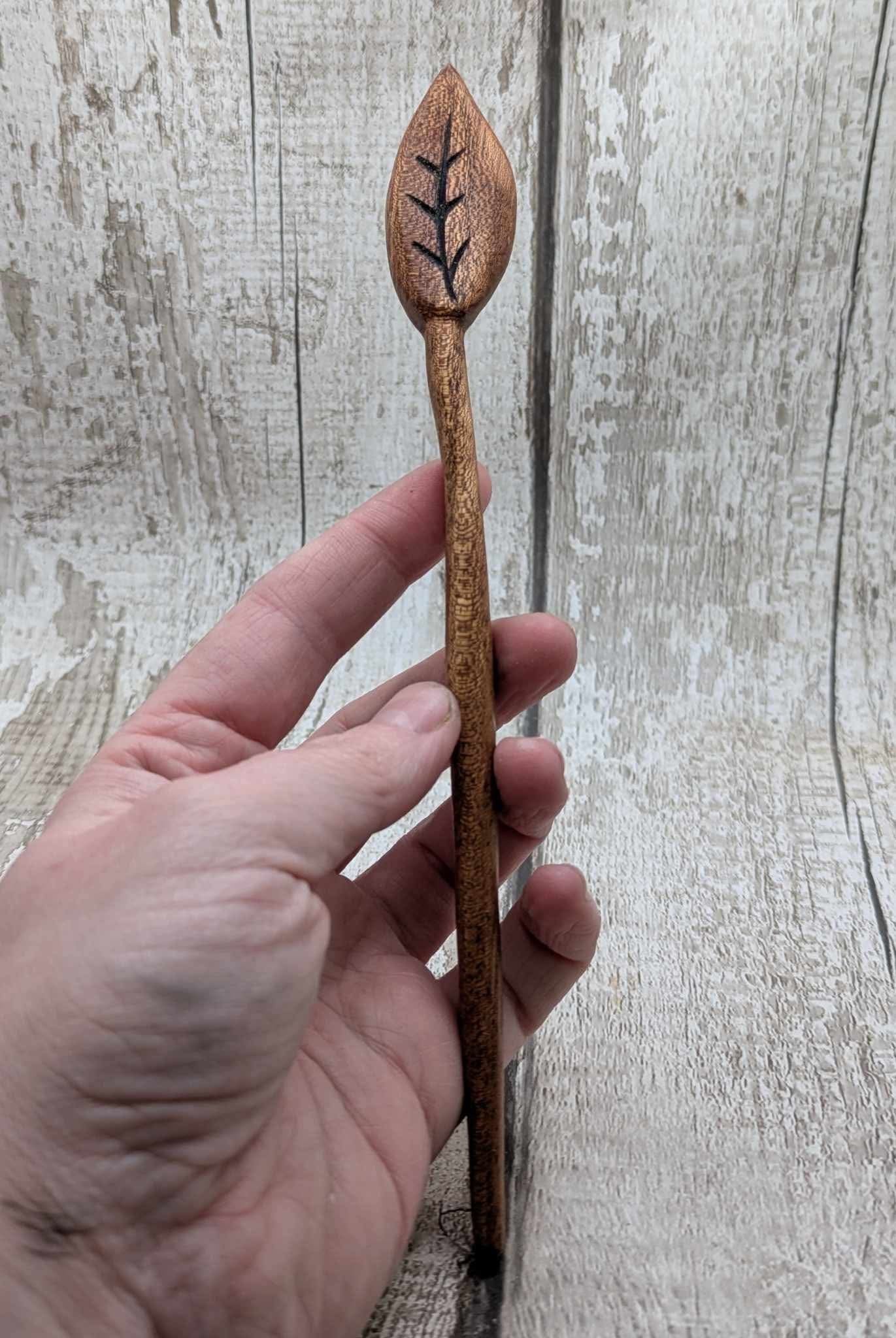 Sepele mahogany leaf hair stick.