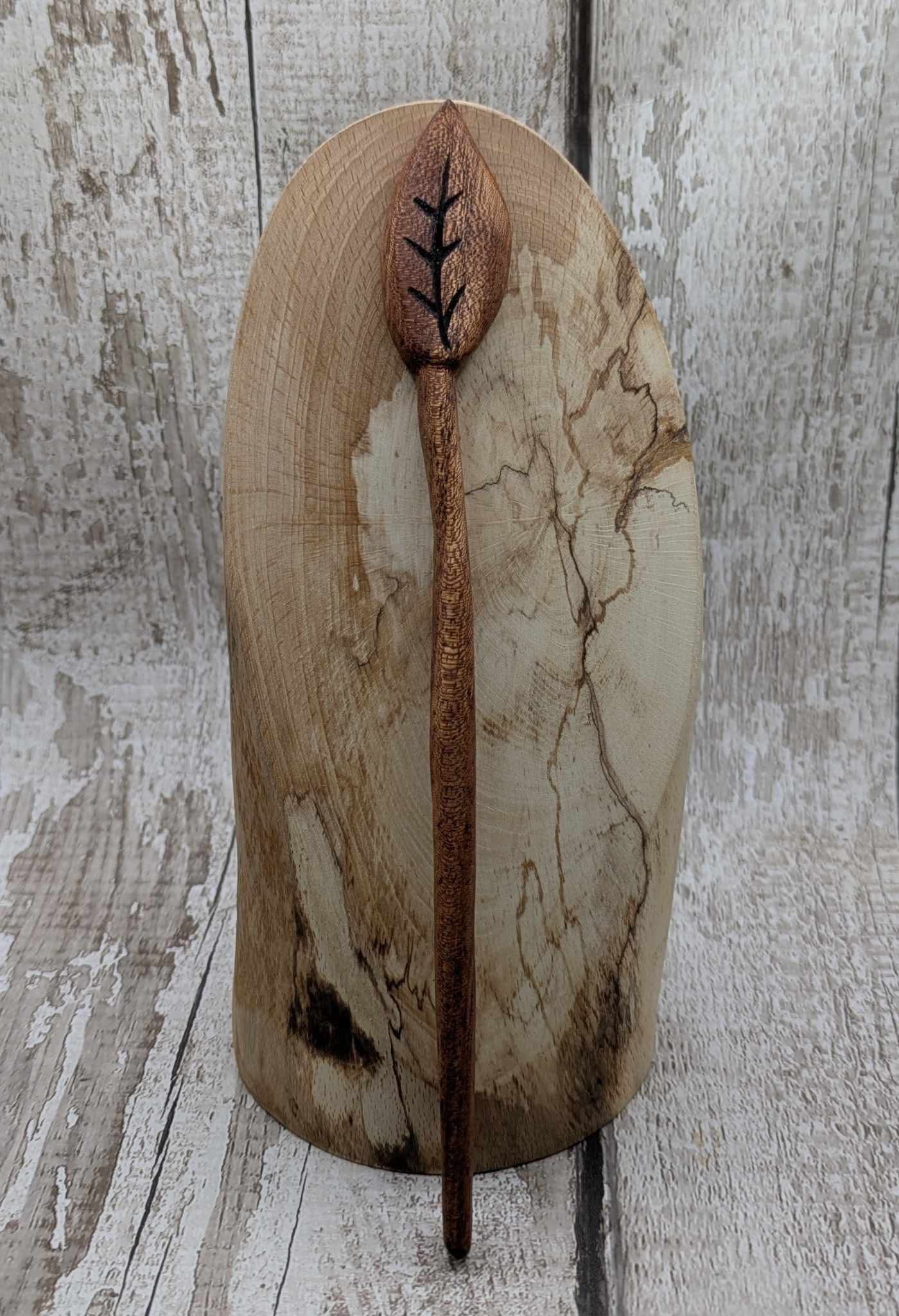 Sepele mahogany leaf hair stick.