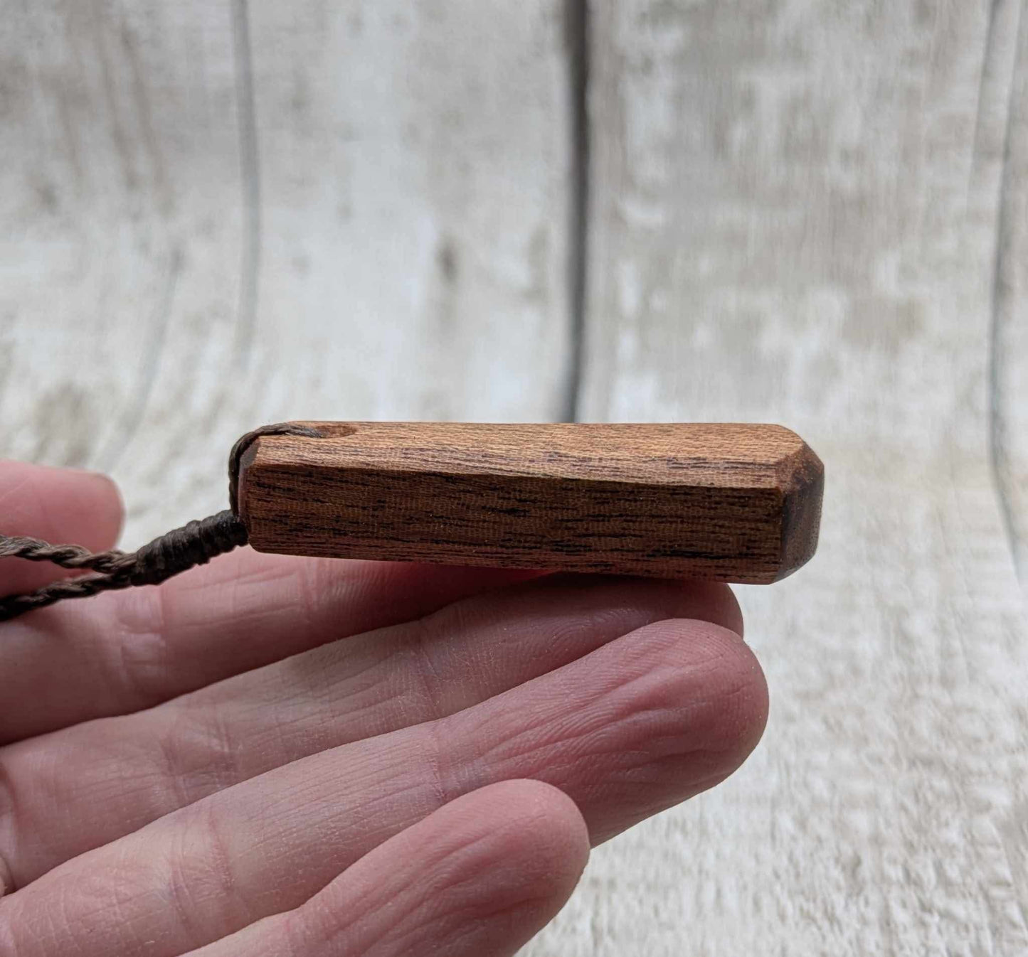 Sepele mahogany wood roimata drop pendant.