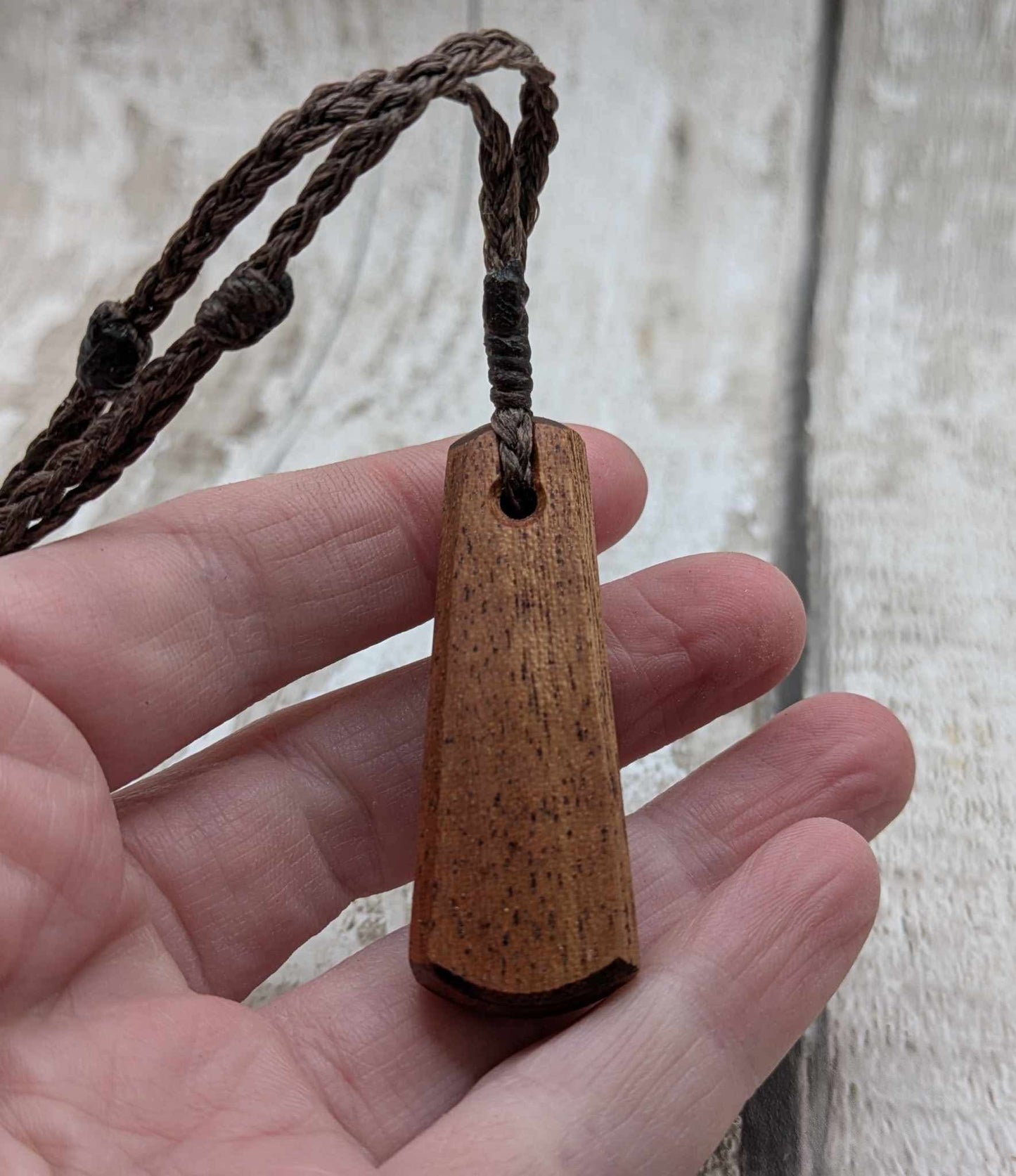 Sepele mahogany wood roimata drop pendant.