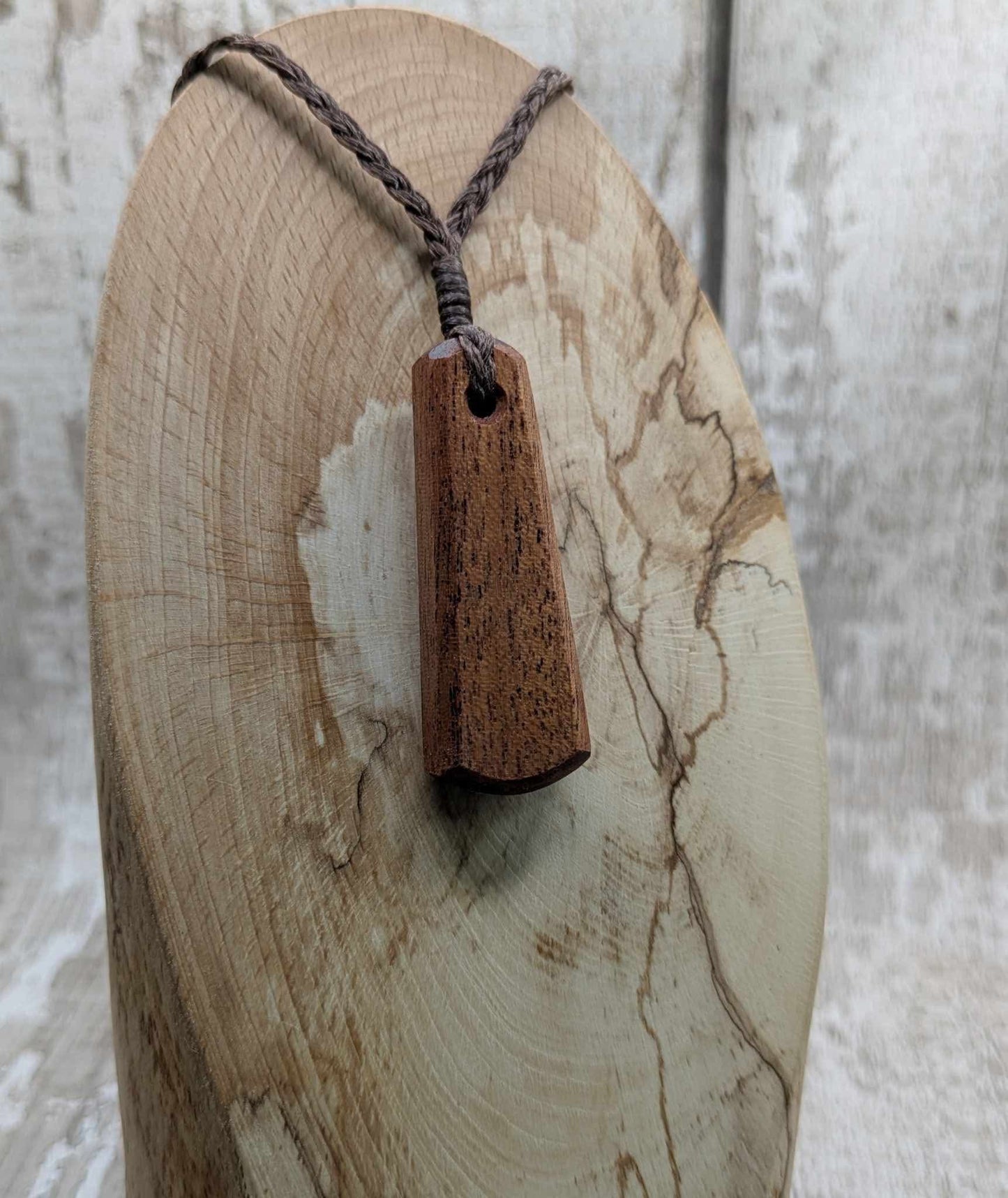 Sepele mahogany wood roimata drop pendant.