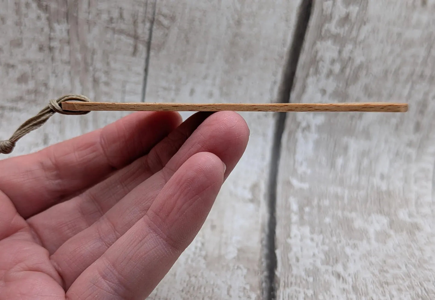 Spalted beech hand made wooden bookmark with laser printed breath mantra.