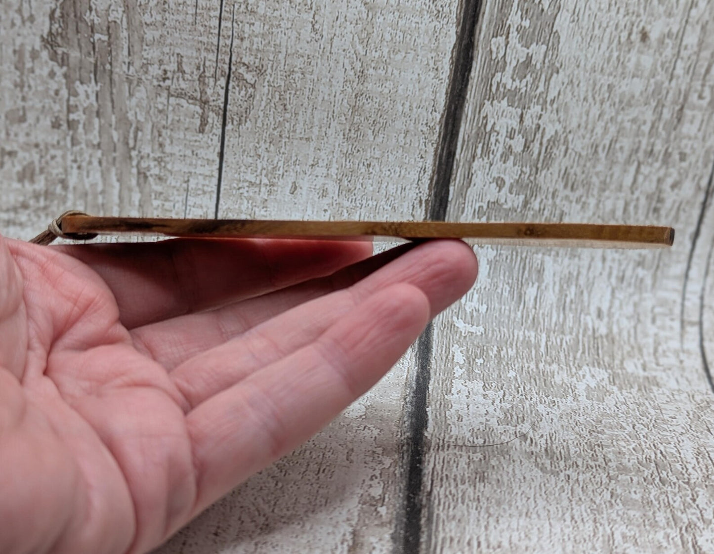 Handmade Alder wood book mark with laser printed breathe mantra.
