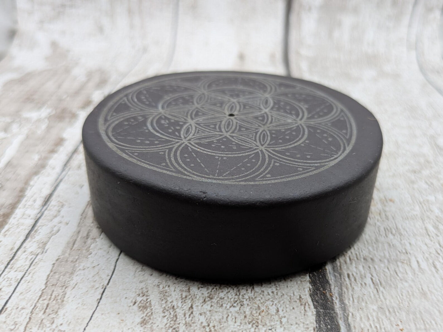 Large welsh slate geometric printed incense holder.