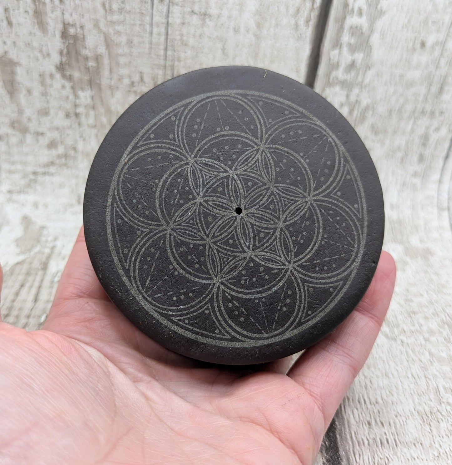 Large welsh slate geometric printed incense holder.