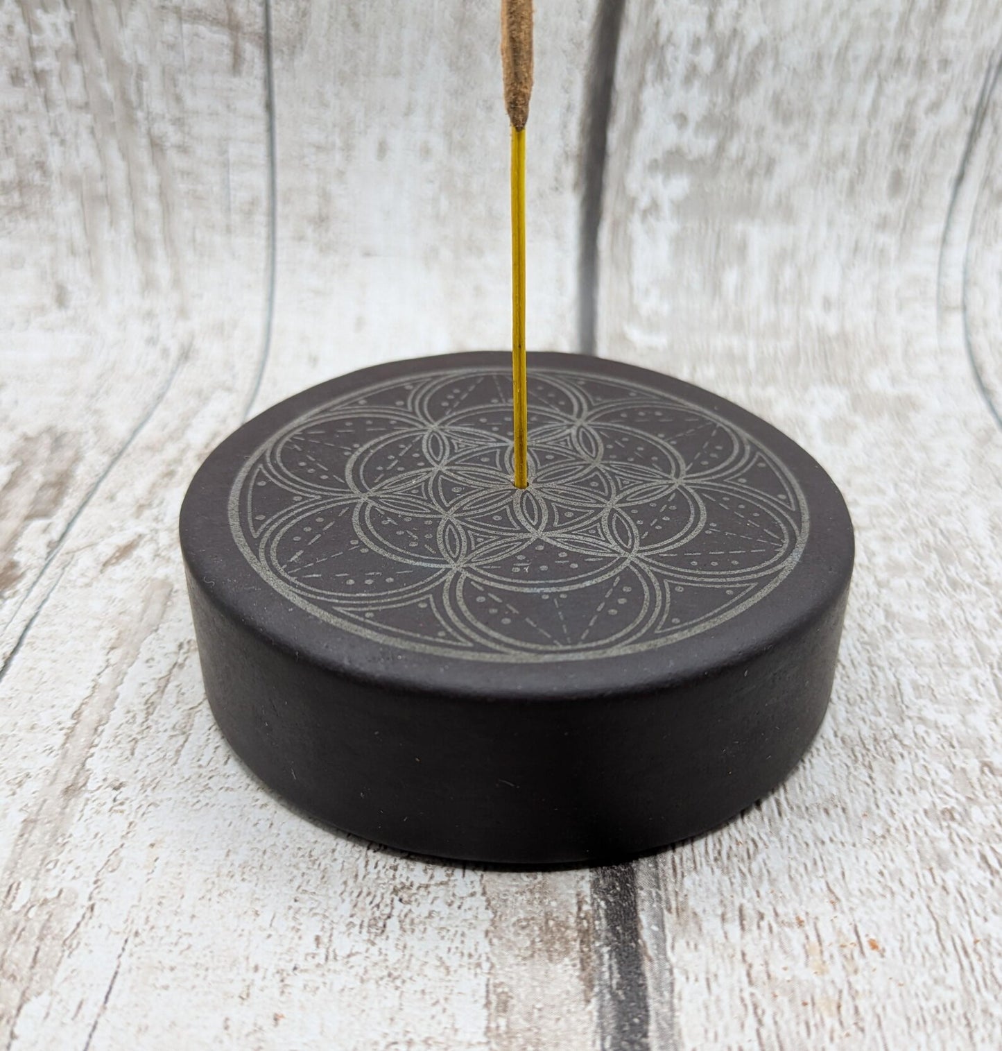 Large welsh slate geometric printed incense holder.