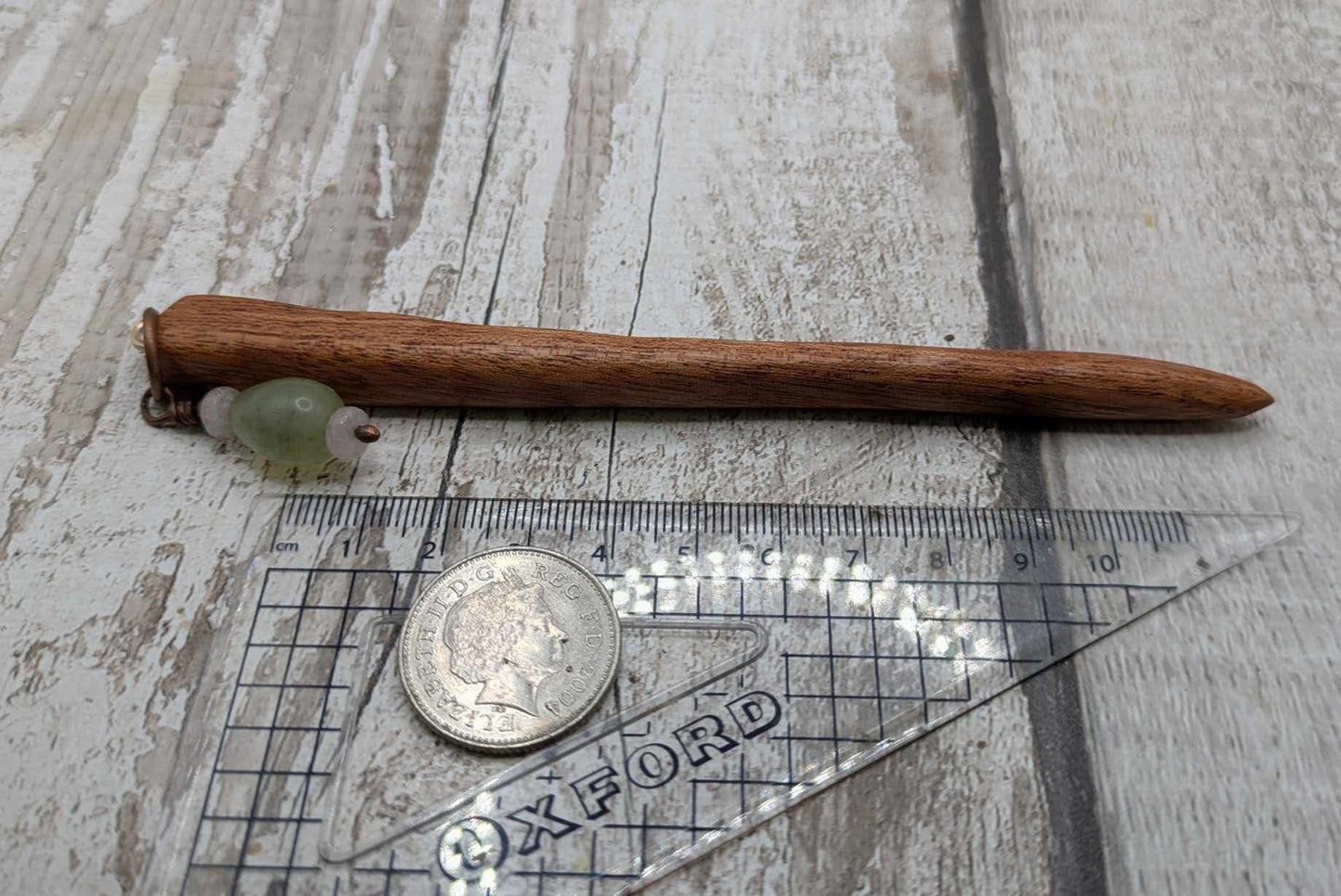Sepele mahogany wood hair pin with serpentine charm